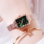 Gedi Fashion Women's Mesh Square Watch Simple Student Versatile Waterproof Quartz Watch 13029