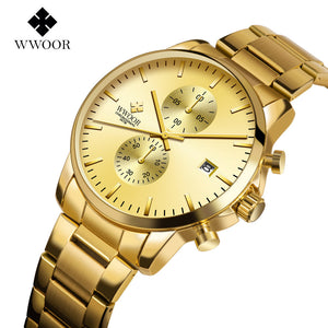 WWOOR Men's Watch Trendy Steel Advanced Men's Watch Simple Quartz Waterproof Men's Watch 8844
