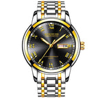 Kingnuos 1758 Double Calendar Steel Band Watch Round Genuine Quartz Watch Business Non Mechanical Watch