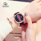 GUOU 8082 Fashion Retro Leather Belt Watch Waterproof Calendar Women's Watch Roman Quartz Watch Women