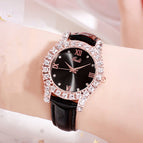 GEDI 51009 Women Fashion Casual Watches New Style Leather Strap Simple Quartz Wristwatch Korean Version Diamond Ladies