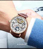 KINYUED automatic tourbillon men's mechanical watch multi-function luminous waterproof sun and moon watch JYD-J055