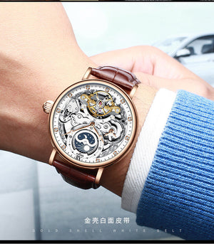 KINYUED automatic tourbillon men's mechanical watch multi-function luminous waterproof sun and moon watch JYD-J055