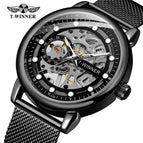 2023 New T-winner Men's Watch Fashion Hollowed-out Mesh Belt Waterproof Manual Mechanical men Watch SLZg123