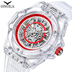 ONOLA ON3836 2023 Fashion New Hollow Automatic Mechanical Watch Men's Waterproof Transparent Case Tape Watch Men