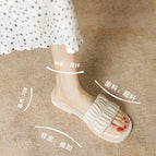 Slippers women's summer 2022 pleated one word women's outer wear sandals and slippers women's soft bottom slippers