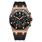 Kimsdun Men's Silicone strap Three Eyes Multifunctional Chronograph Waterproof Calendar Quartz Watch Fashion Men's Watch K-1224B