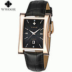 New Luxury Brand WWOOR 8017 Men's Watches Quartz Watch Male Wristwatch leather Strap Waterproof Clocks