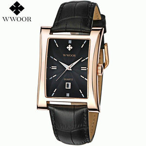 New Luxury Brand WWOOR 8017 Men's Watches Quartz Watch Male Wristwatch leather Strap Waterproof Clocks