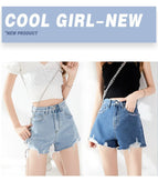 JEANS white ripped denim shorts women's 2022 summer new high-waisted thin A-line wide-leg hot pants JC3023