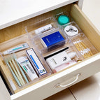 16 Pcs Drawer Organizers 5-Size Makeup Desk Drawer Organizer Plastic Bathroom Storage Bins Versatile Trays Vanity Dividers Container for Bedroom Dresser Kitchen Office