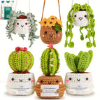 Crochet Kit | Crochet Kit for Beginners | Emotional Support Succulent Crochet & Knitting Kit with Step by Step Video Lessons | 6pcs Succulent Crochet Kit with Crochet Accessories