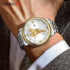 Longbo men's casual watch business quartz watch all-gold horse pattern dial watch men's watch 80891
