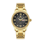 WWOOR 8856 Couple Watch Waterproof Luminous Watch Butterfly Snap Button Steel Strap Watch Strap Men's Diamond Gold Watch