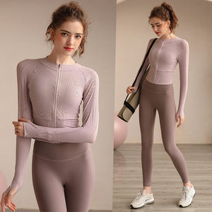 2022 new yoga clothes women's long-sleeved zipper jacket tight-fitting sports running professional fitness suit 205+181