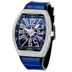PINTIME Watch Men's casual Frankenstein Wine Barrel Watch Large Dial Watch leather Diamond Retro Watch
