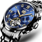 KINYUED Stainless Steel Men's Tourbillon Multi-function Calendar Automatic Mechanical Watch JYD-J014