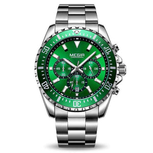 MEGIR 2064 Luxury Business Quartz Watch Men Stainless Steel Chronograph  Wrist Watch Clock