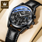 OLEVS watch multi-function sports three-eye six-pin chronograph watch waterproof luminous men's watch 2871