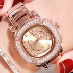 GEDI 3200 Fashion Casual Rhinestones Watches Stainless Steel Waterproof Ladies Analog Quartz Wristwatch Female Gift Clock Watch for Women