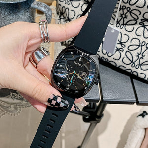 TICTOC Korean fashion women's watch women's ins large dial square rubber band neutral women's Watch