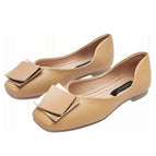 Square head flat sole single shoes 2022 new spring scoop shoes women's one pedal office lady shoes 555-2