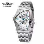 New Winner European American Style Men's Fashion Casual Hollow Triangle Automatic Mechanical men business Watch SLZg120