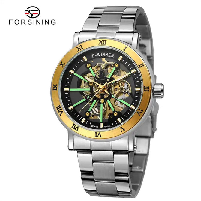 New Forsining Style Men's Fashion Casual Hollow Mechanical Movement Automatic men business Watch SLZe257