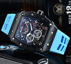 Watch for me Barrel-Shaped Quartz Watch Fashion Six-Pin Running Seconds Wood Grain Waterproof Men's Watch 9791F
