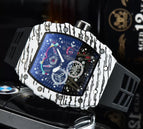 Watch for me Barrel-Shaped Quartz Watch Fashion Six-Pin Running Seconds Wood Grain Waterproof Men's Watch 9791F
