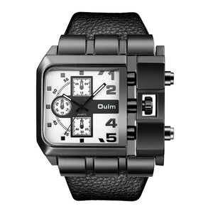 Oulm Large dial quartz men's watch casual belt male watches personality square watch for men