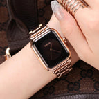 Fashion GUOU 8162 Top Brand  Steel No Fade Hardlex Rectangle Quartz Wristwatches Wrist Watch for Women Female Girls