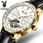 PLAYBOY 3017 Original Multi Functional Automatic Mechanical Watch Waterproof Male Formal Watches Men's Watch Gift for Father ,friends