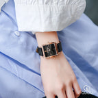 [Large Stock] GUOU 8096 Genuine Leather Square Personality Fashion All-match Simple Style Quartz Watch Waterproof Ladies Watch