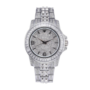 MISSFOX new fashion high-end diamond-encrusted men's watch stainless steel waterproof quartz watch v291