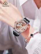 GUOU temperament fashion simple ladies watch waterproof female watch rhinestone silicone trendy mechanical women watch 8221