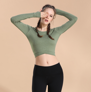 Women's Long Sleeve Sport T-Shirt fashion Fitness Running Yoga Top Y6032