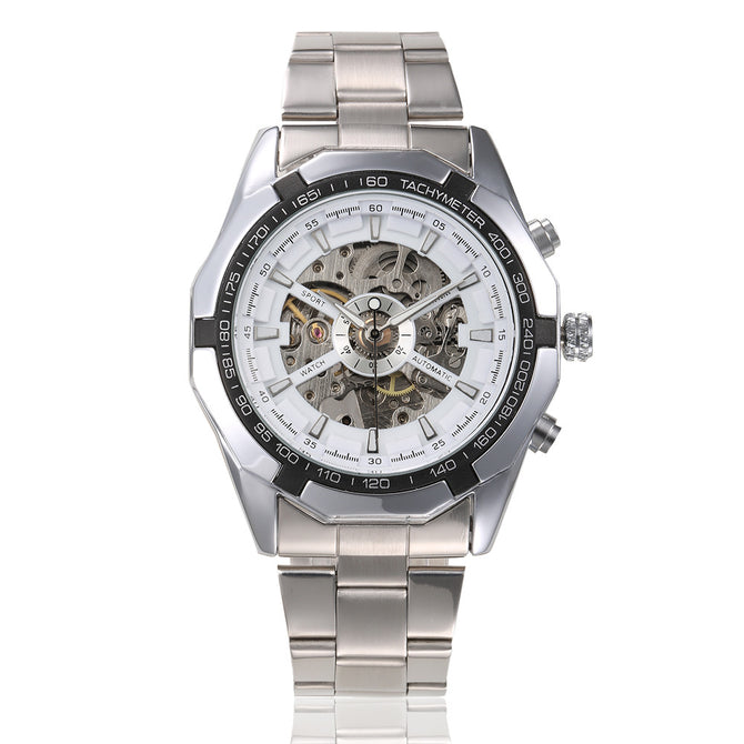 Winner340 Classic Look Men's Fashion Casual Hollow Luminous Semi-automatic Mechanical men Watch SLZ56