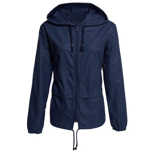 Lightweight outdoor Hooded Cardigan zipper rainproof jacket blouse