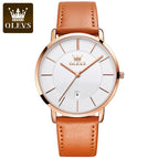 OLEVS Watch men simple thin calendar waterproof quartz men sports causal watch 5869 leather