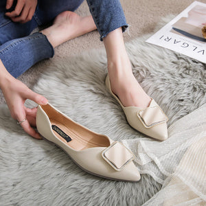 Korean shoes women 2022 new flat sole single shoes women's large size pointed head shoes office lady causal flat shoes 222-4