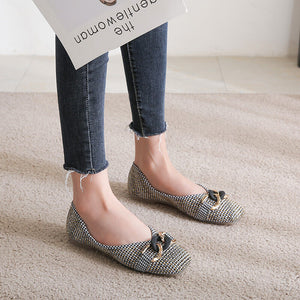 Women's square shoes spring 2022 New women's metal buckles fashion student's office lady shoes 555-4