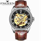 Fngeen Men's Watch Waterproof Fashion Student Men's Watch Double-Sided Hollow Automatic Mechanical Watch 8866