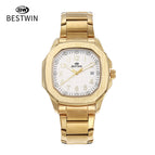 BESTWIN men's watch Square Butterfly Clasp Fashion Steel Calendar Men's casual Quartz Watch 985