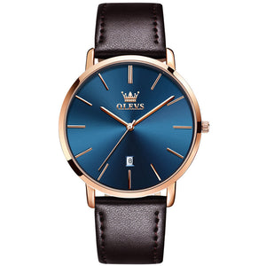 OLEVS Watch men simple thin calendar waterproof quartz men sports causal watch 5869 leather