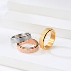 Titanium steel frosted rotatable ring seven color pearl sand stainless steel decompression Ring Bracelet