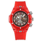 KIMSDUN Men's Fashion Trend Luxury Sports Quartz Chronograph Watch Transparent Watch Military Classic Silicone watches 719D student watch