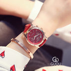 GUOU8175 Hong Kong ancient European ladies watch three-eye multifunctional belt classic retro casual quartz watch women's watch