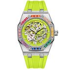 ONOLA Men's watch New Rainbow Diamond Automatic Mechanical Watch Men's Silicone Band Waterproof Watch ON3834D