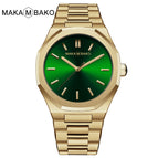 MAKAMBAKO Polygon Stainless Steel strap simple fashion Watch Men's Black waterproof quartz watch M-5015
